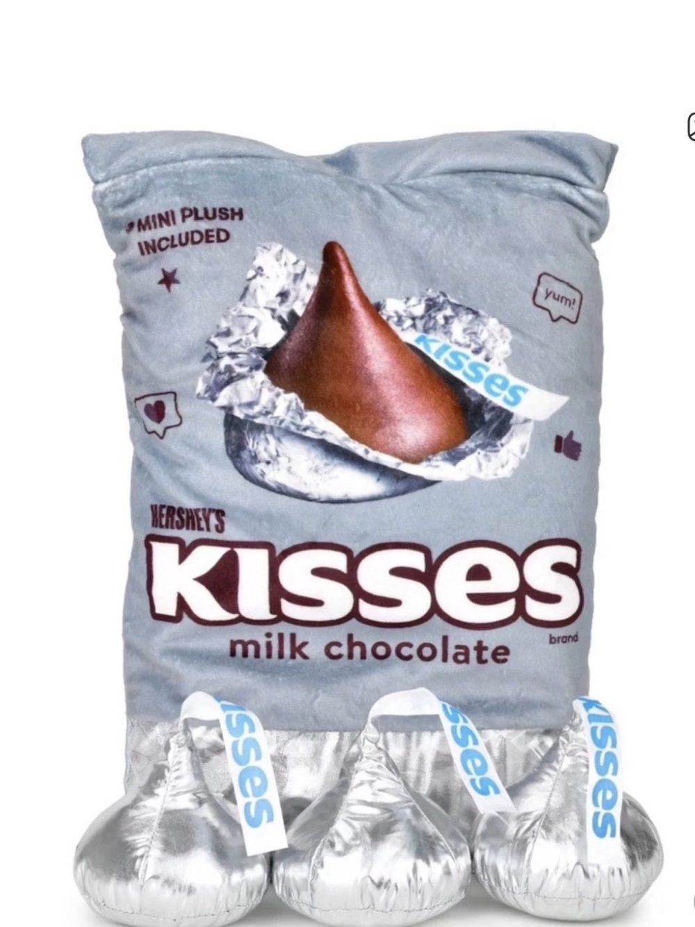 Kiss Milk Chocolate Graphic Accent Pillow in Silver and Brown